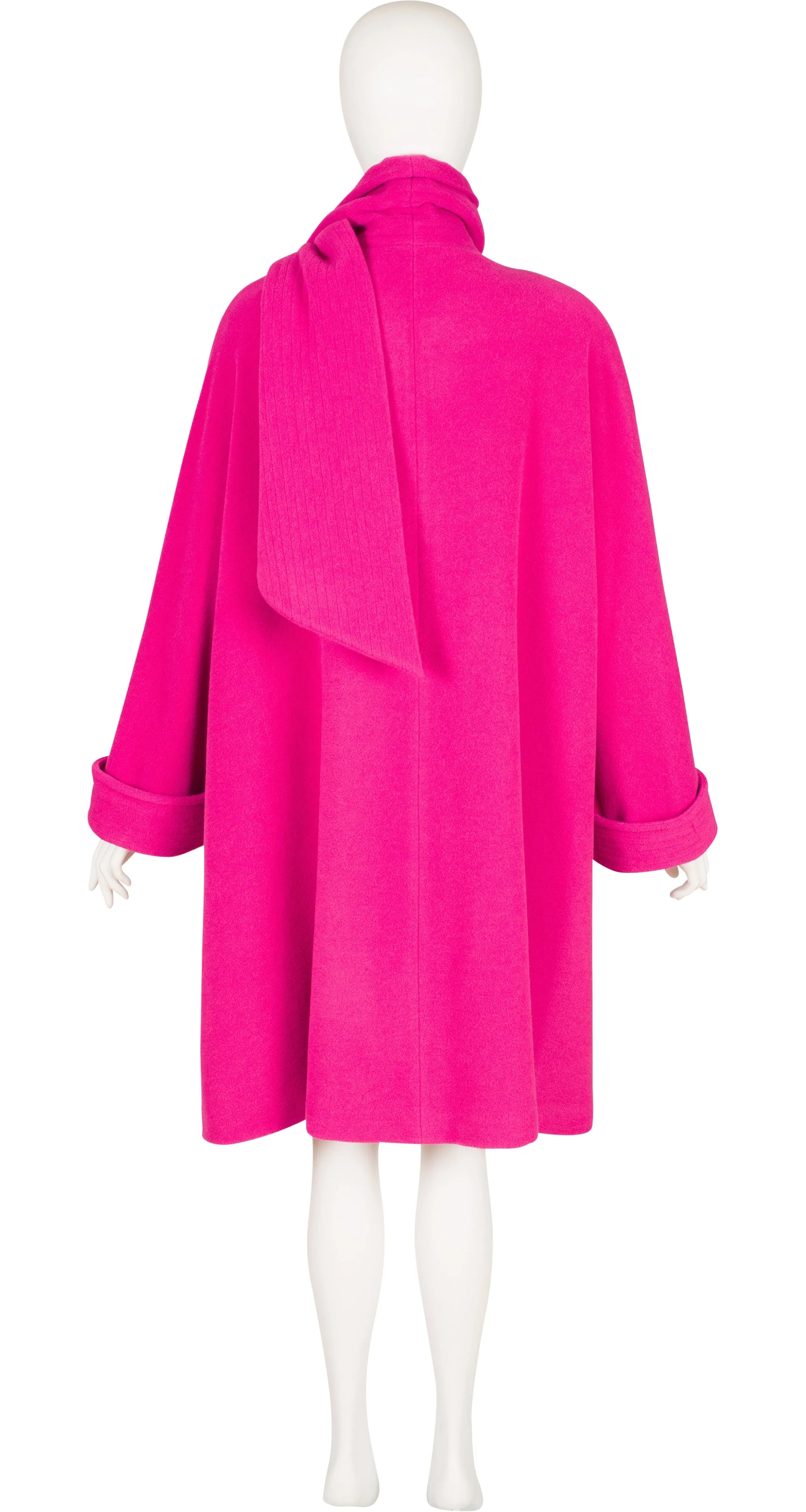 1992-93 F/W Fuchsia Angora Double-Breasted Scarf Swing Coat