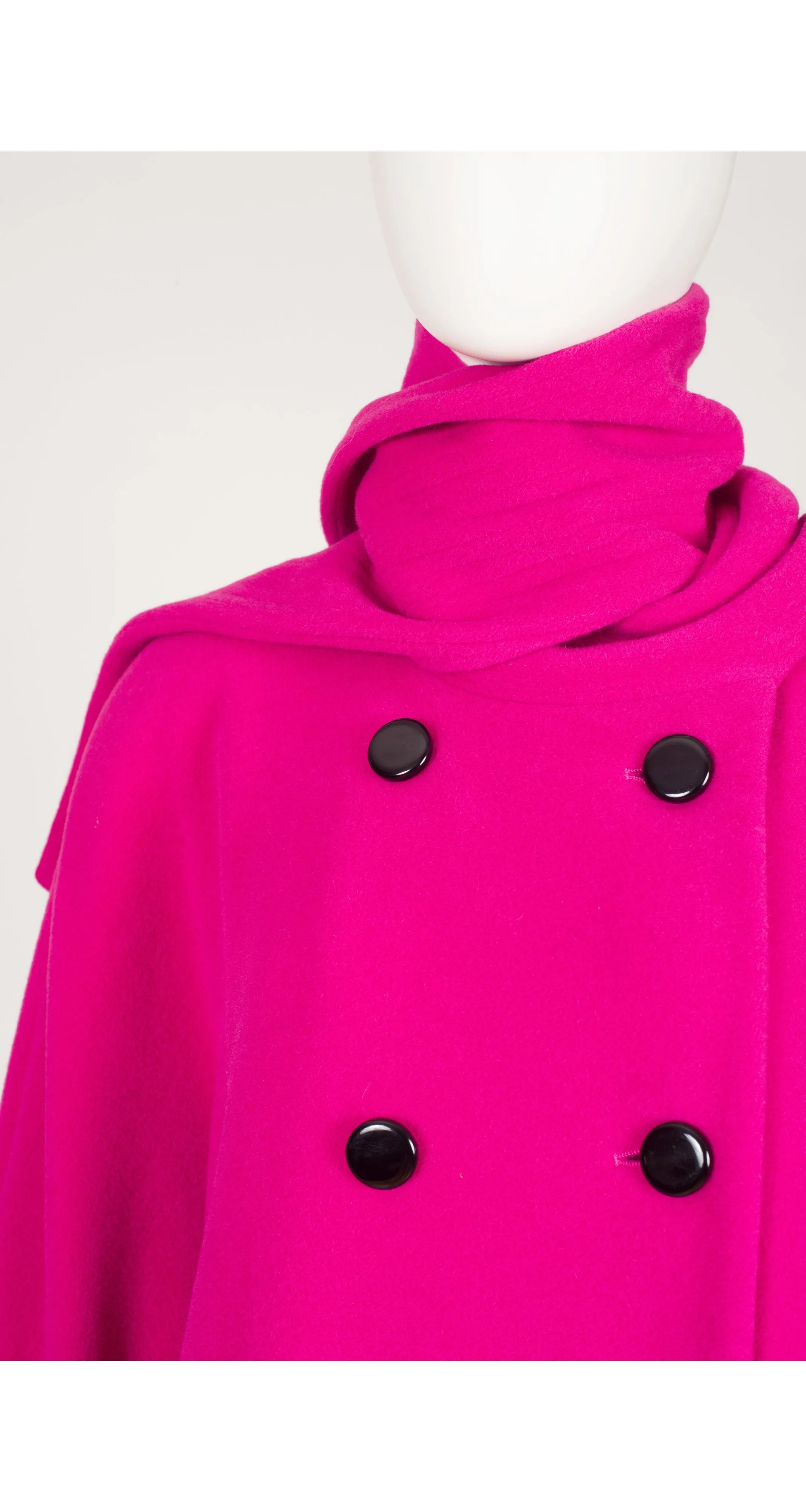 1992-93 F/W Fuchsia Angora Double-Breasted Scarf Swing Coat