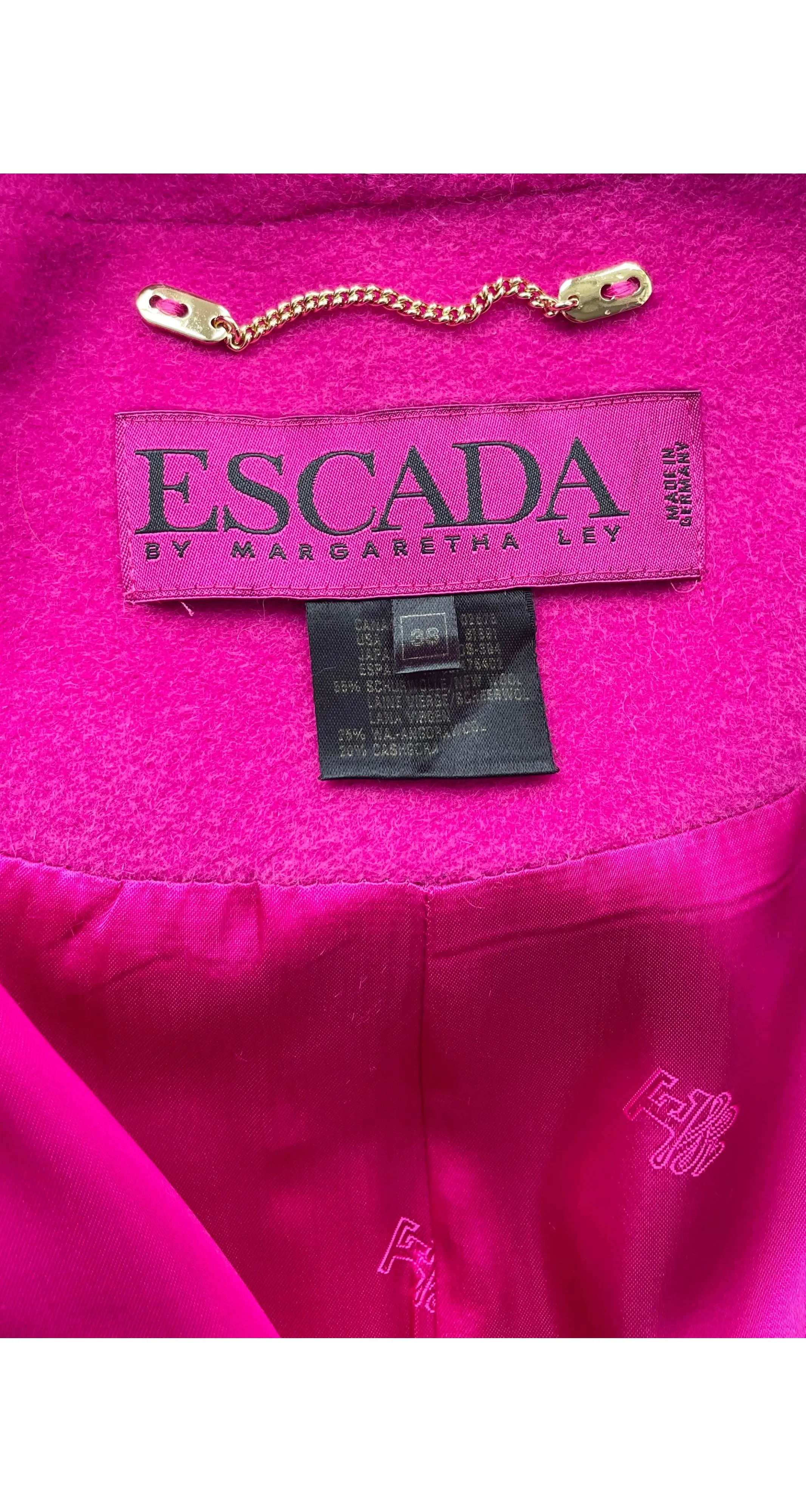 1992-93 F/W Fuchsia Angora Double-Breasted Scarf Swing Coat