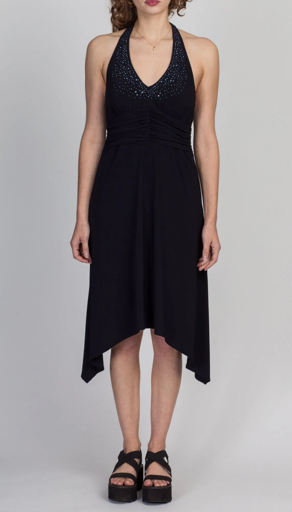 90s Jessica Howard Jeweled Halter Dress - Large