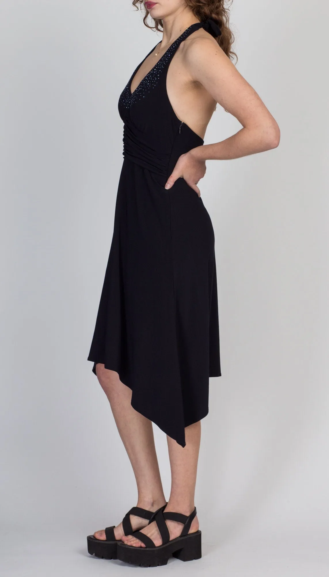 90s Jessica Howard Jeweled Halter Dress - Large