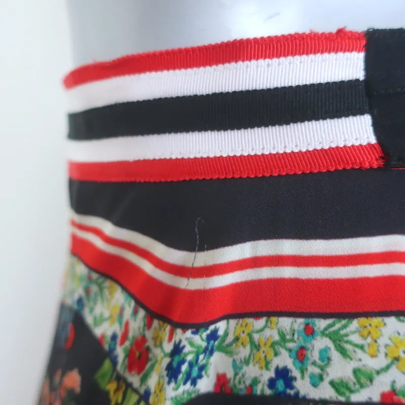 Alice   Olivia Maura Tiered Handkerchief Hem Scarf Print Midi Skirt Size 4