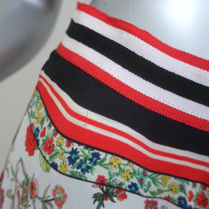Alice   Olivia Maura Tiered Handkerchief Hem Scarf Print Midi Skirt Size 4