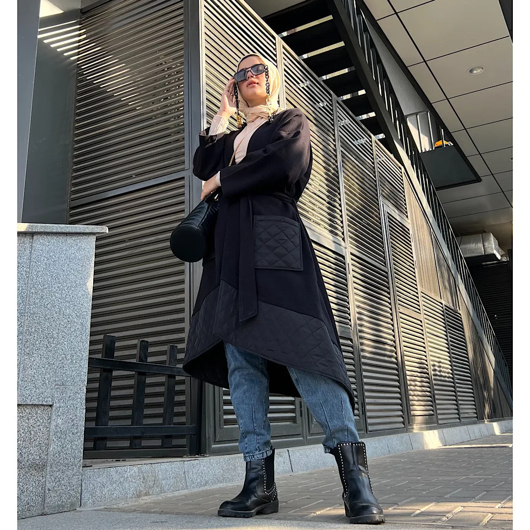 Black wool cashmere cardigan