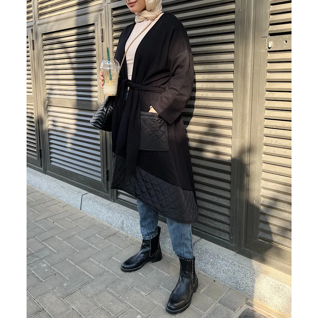 Black wool cashmere cardigan