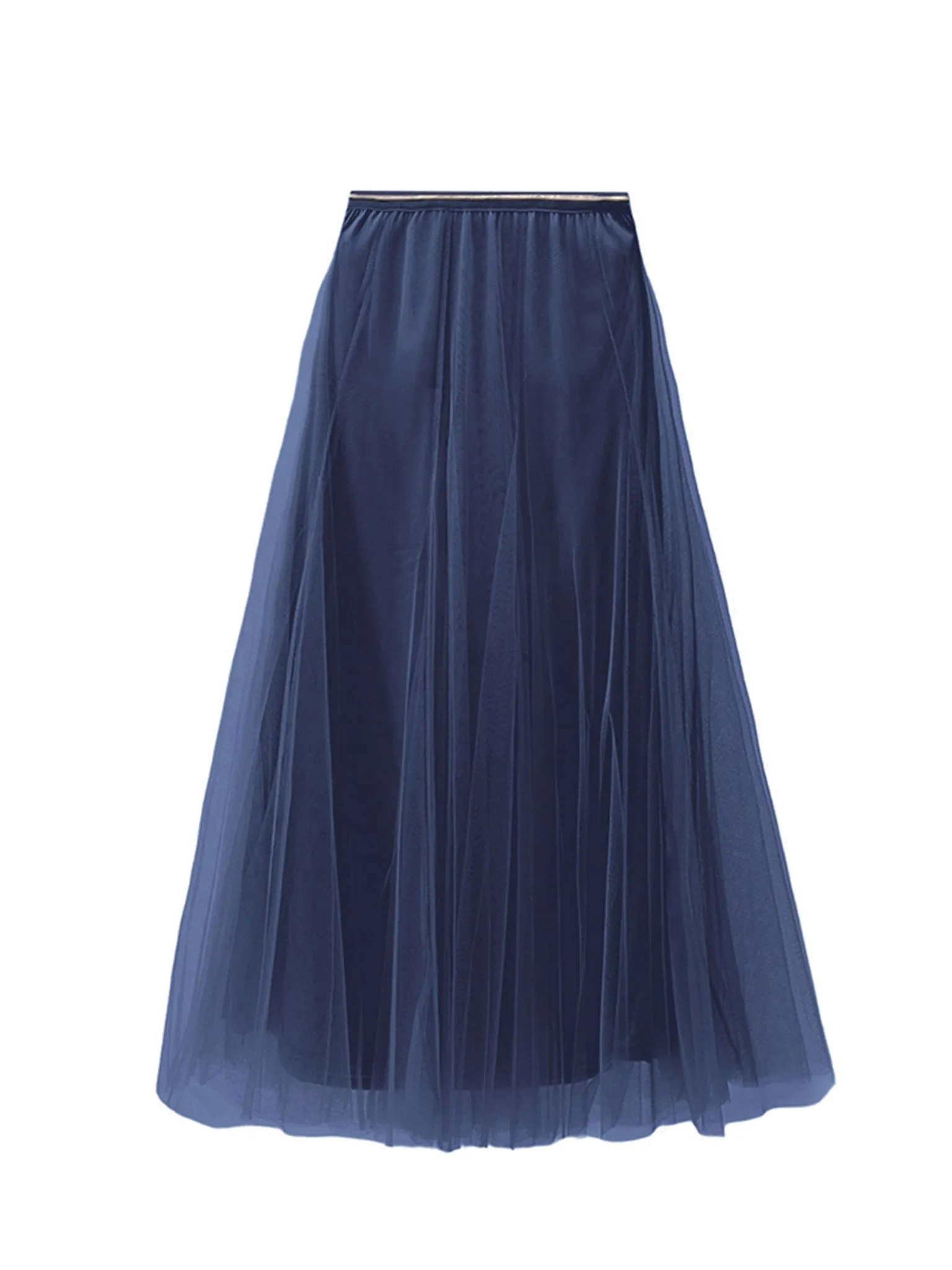 BLUE BASICS Midi Tulle Skirt - Navy Blue