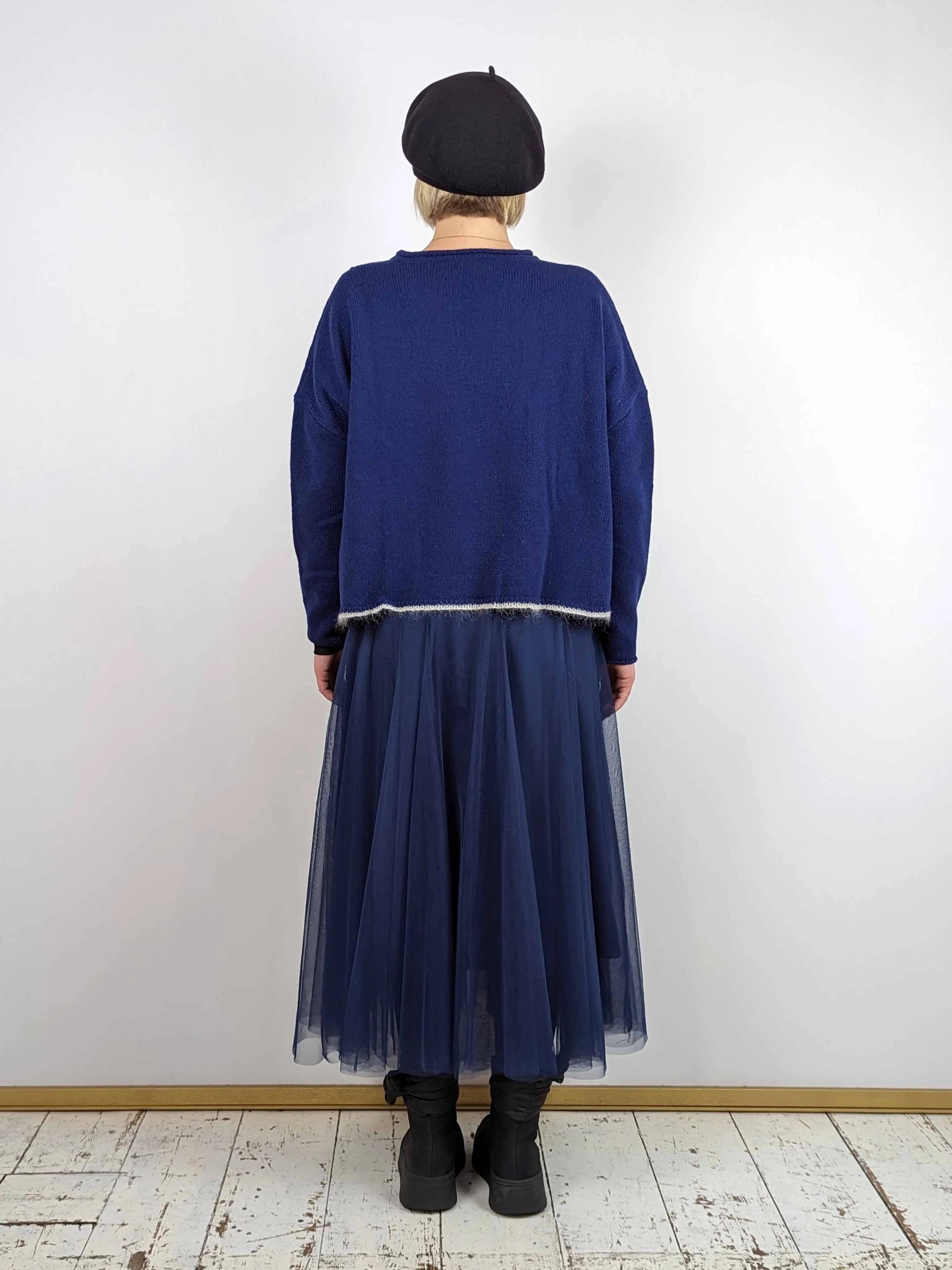 BLUE BASICS Midi Tulle Skirt - Navy Blue