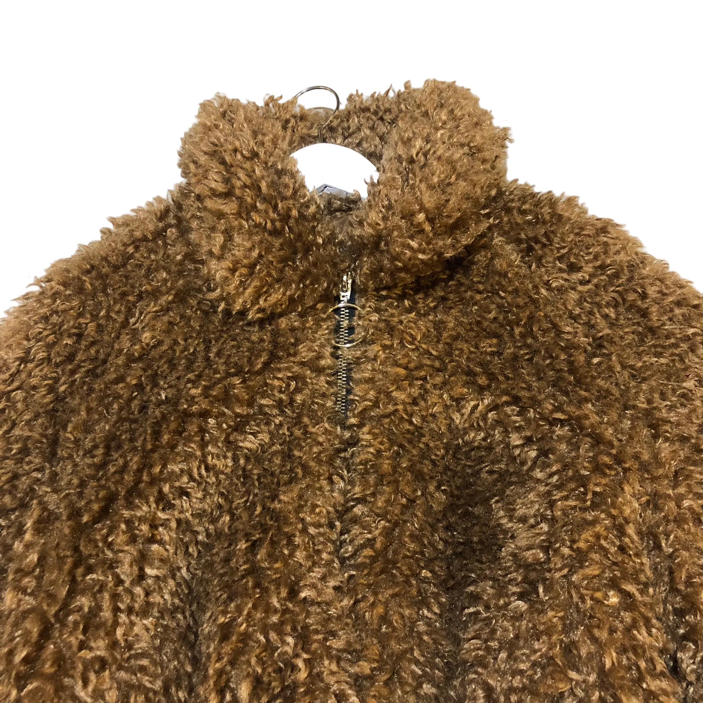 Brown Sherpa Faux Fur Bomber