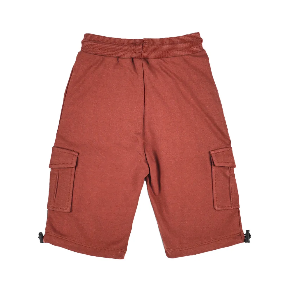 Copper Brown Solid Boys Cargo Shorts