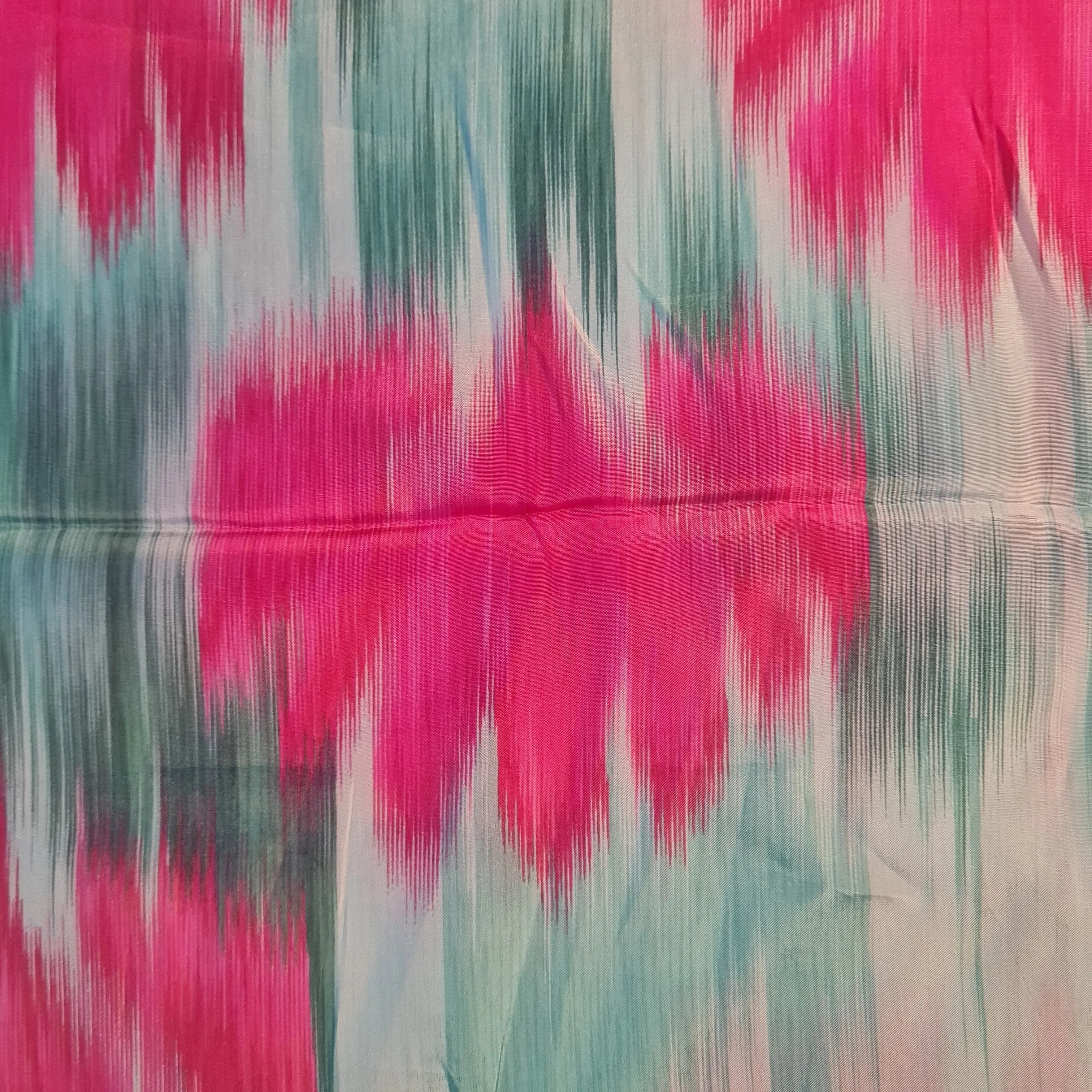 Exclusive Light Green Multicolor Ikkat print Crepe Fabric