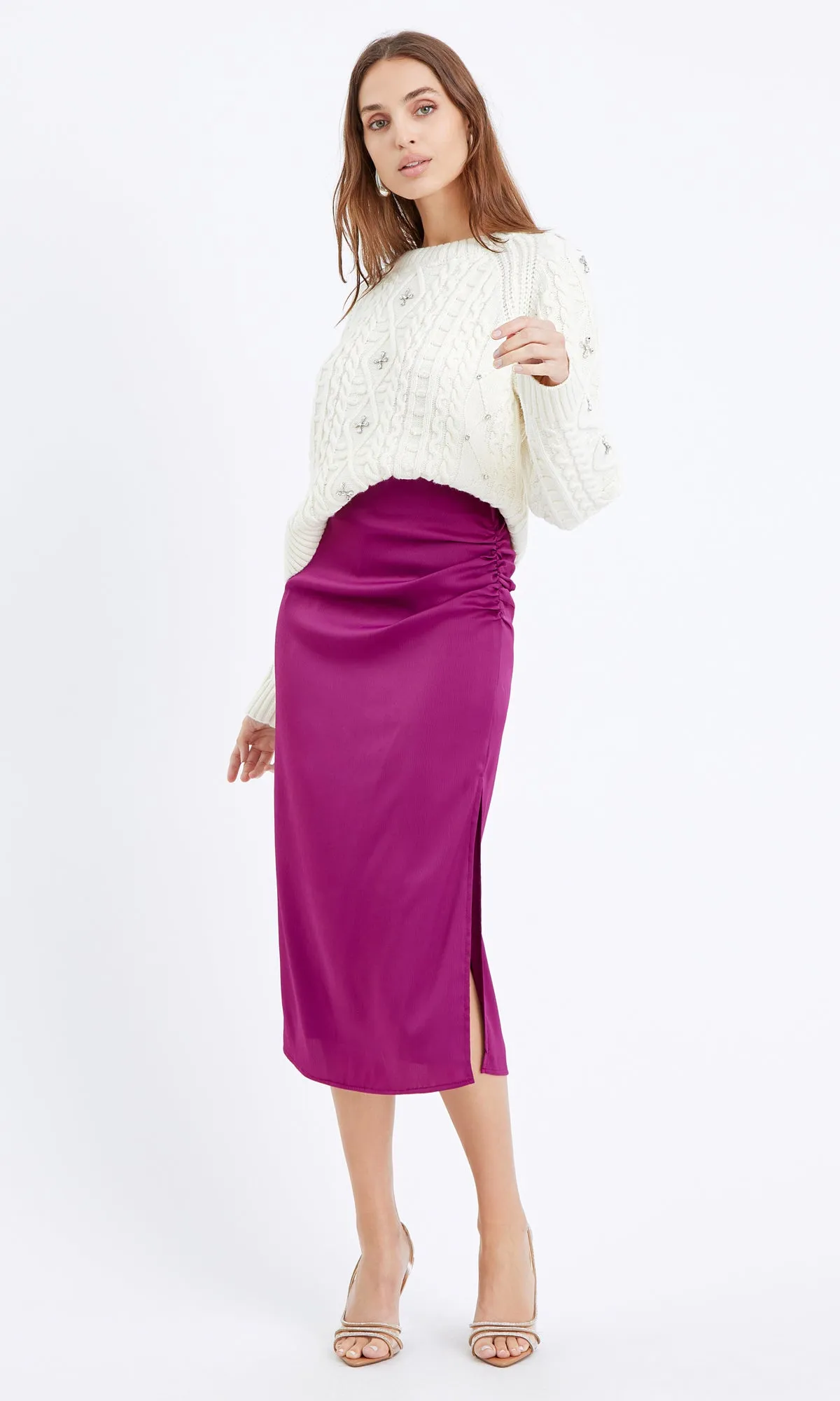 Faye Textured Slip Midi Skirt