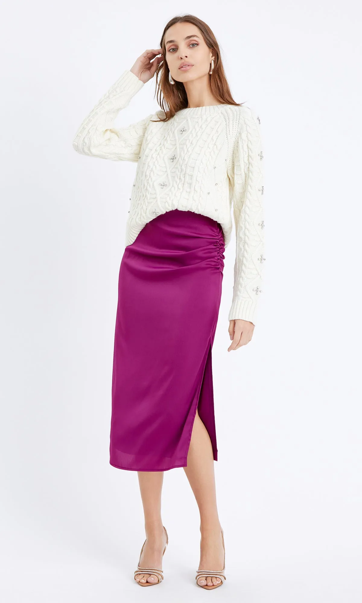 Faye Textured Slip Midi Skirt