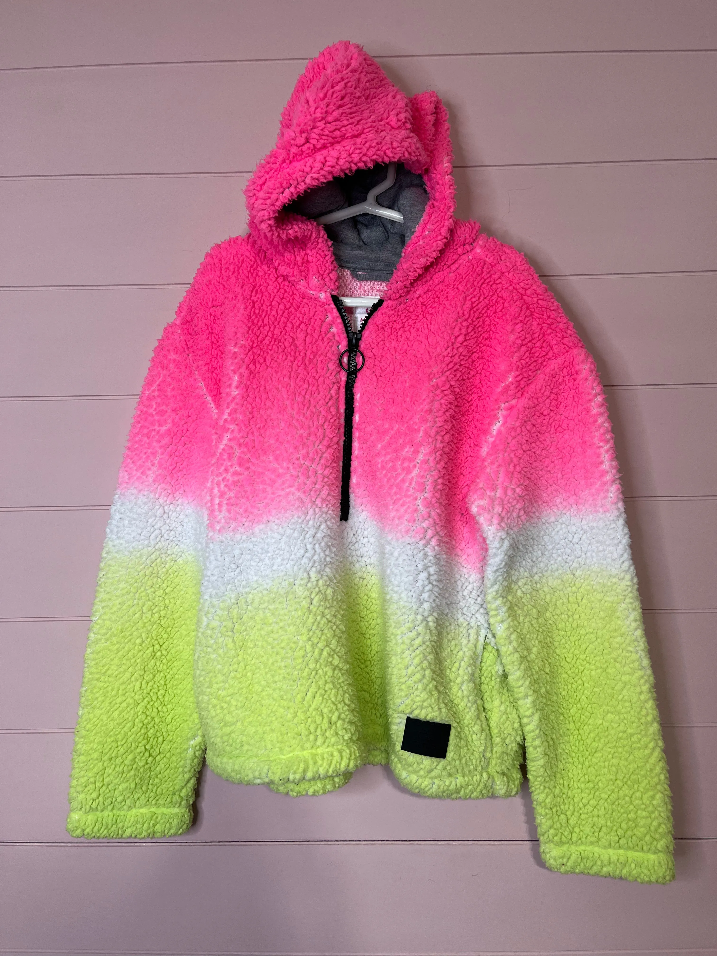 Girls Medium (10) Justice Neon Half Zip Sherpa Jacket