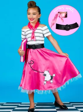 Girls Retro 50's Poodle Girl Costume Set