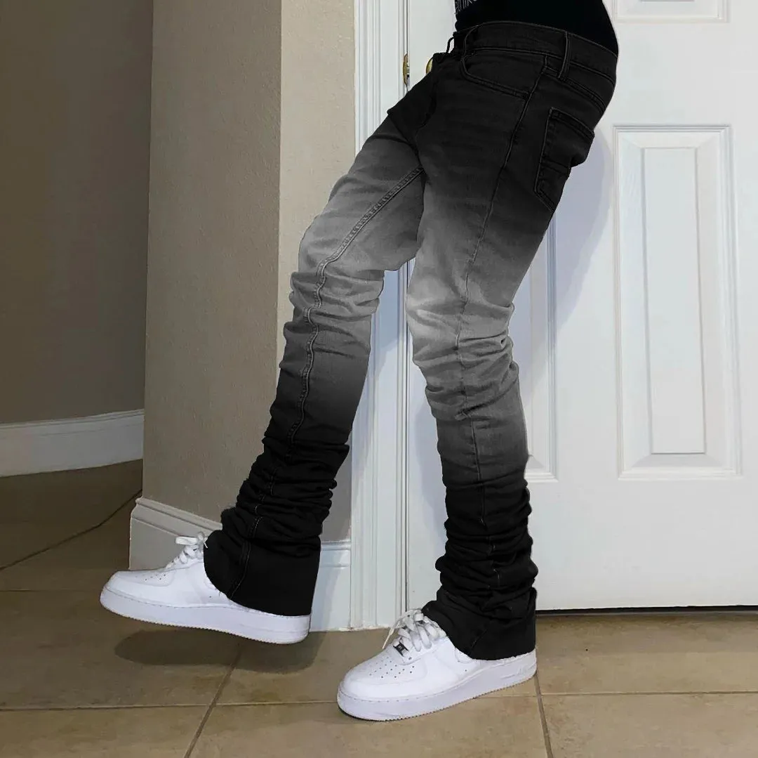 Gradient street style stacked trousers jeans