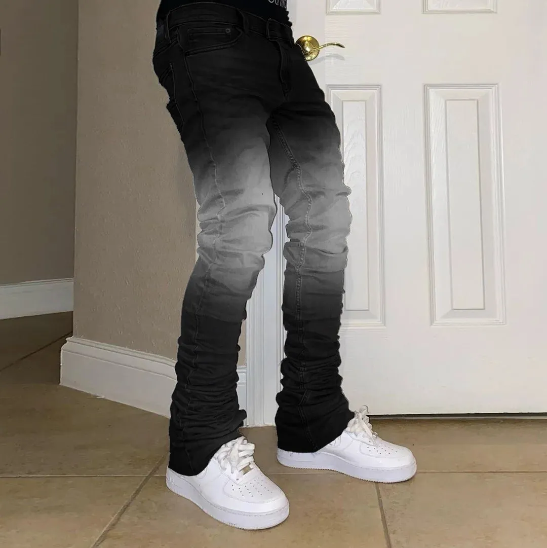 Gradient street style stacked trousers jeans