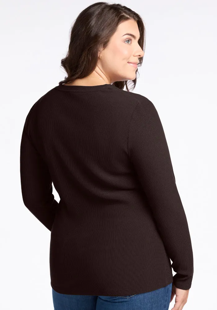 Hadley Ribbed Crew • Final Sale Deals! - French Roast