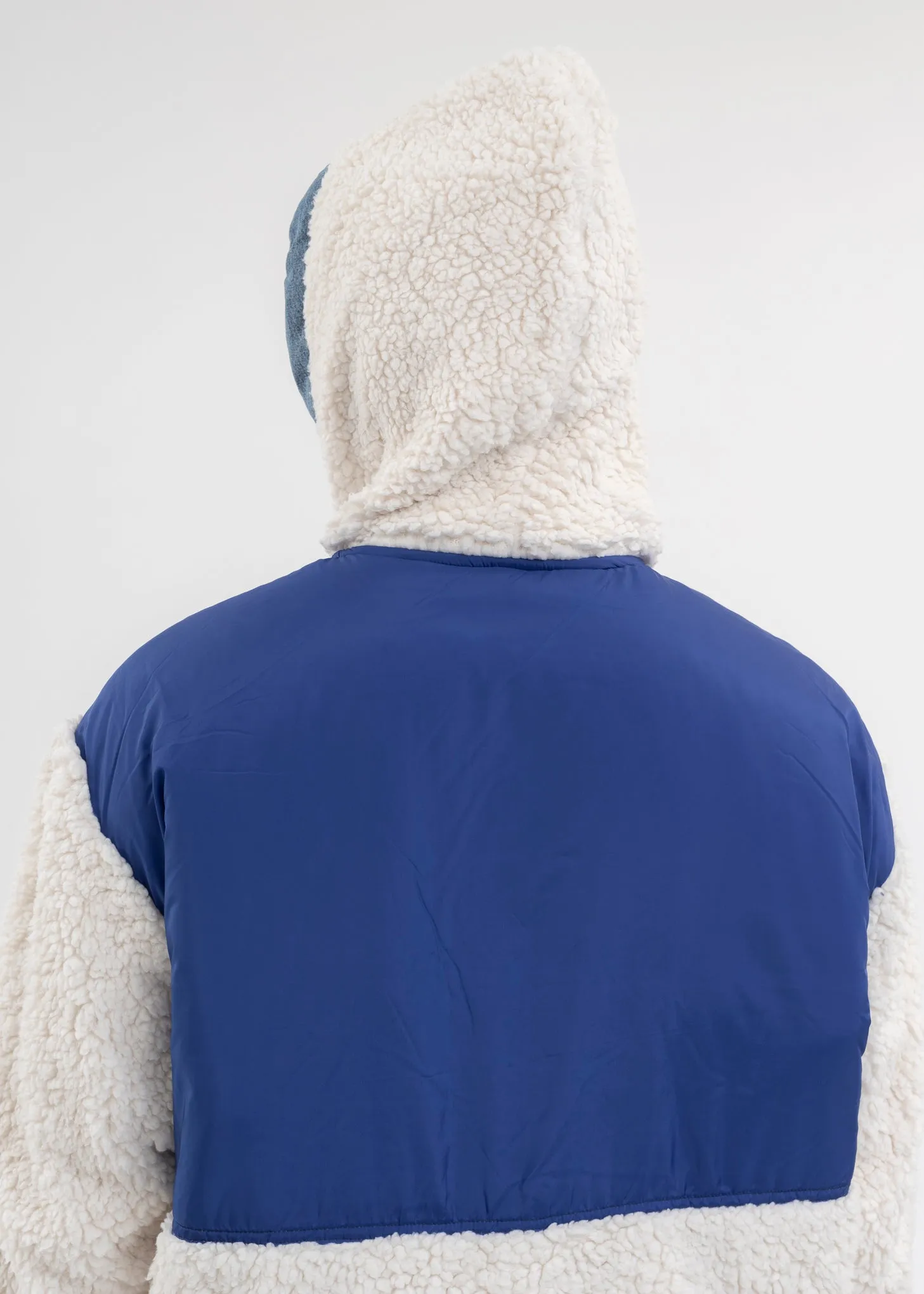 IVORY NYLON/SHERPA BOXY JACKET