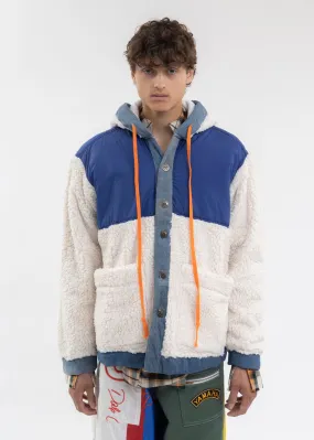 IVORY NYLON/SHERPA BOXY JACKET