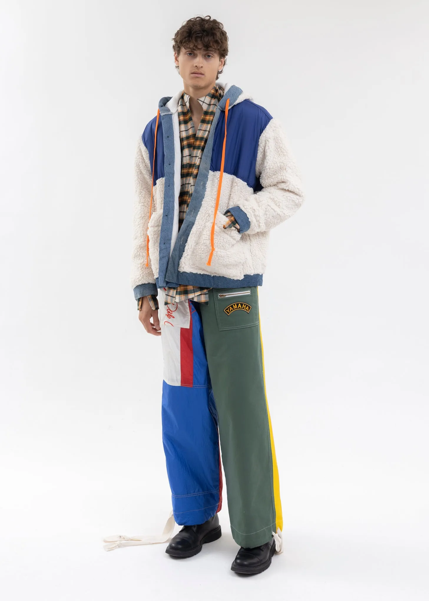 IVORY NYLON/SHERPA BOXY JACKET