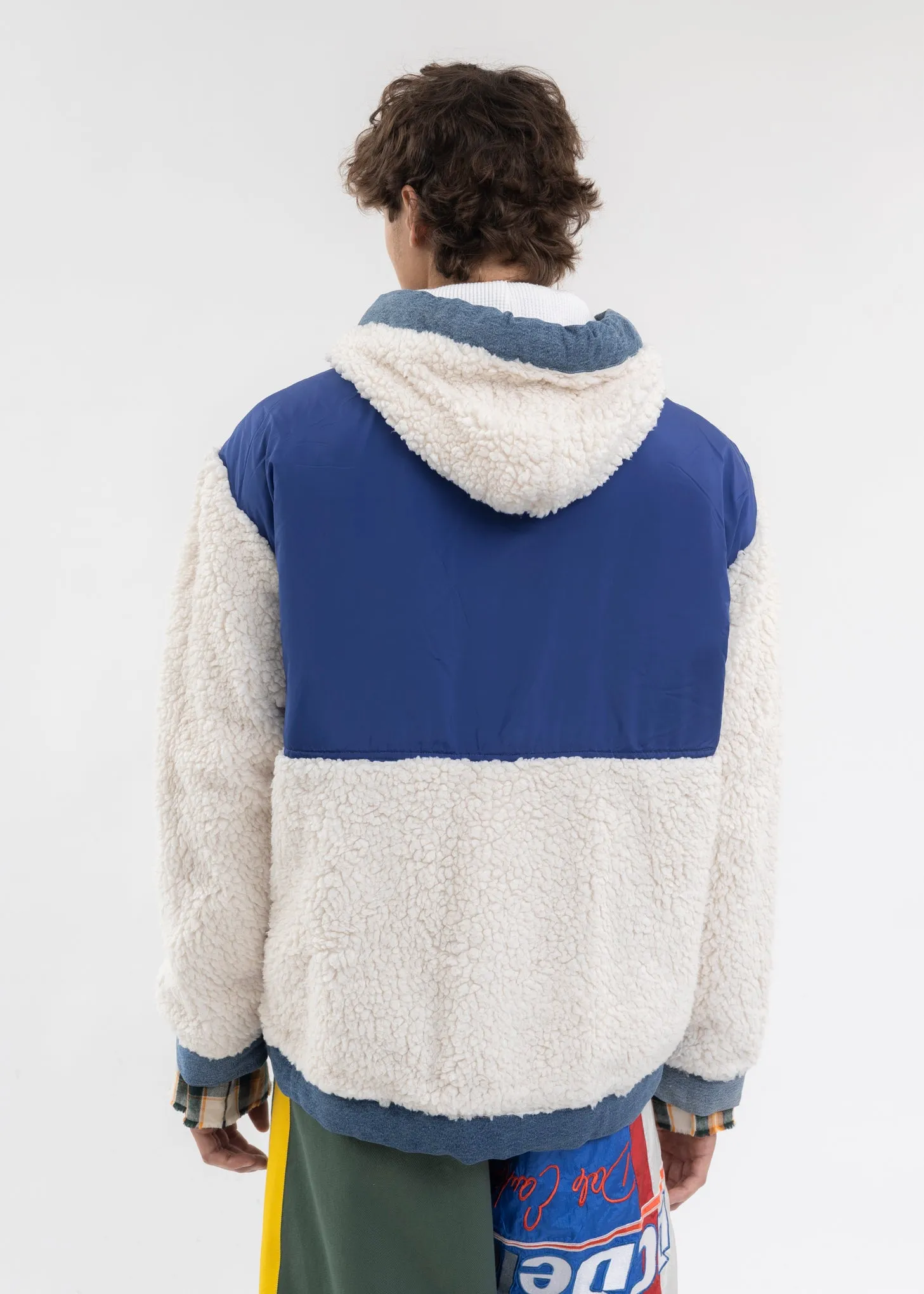 IVORY NYLON/SHERPA BOXY JACKET