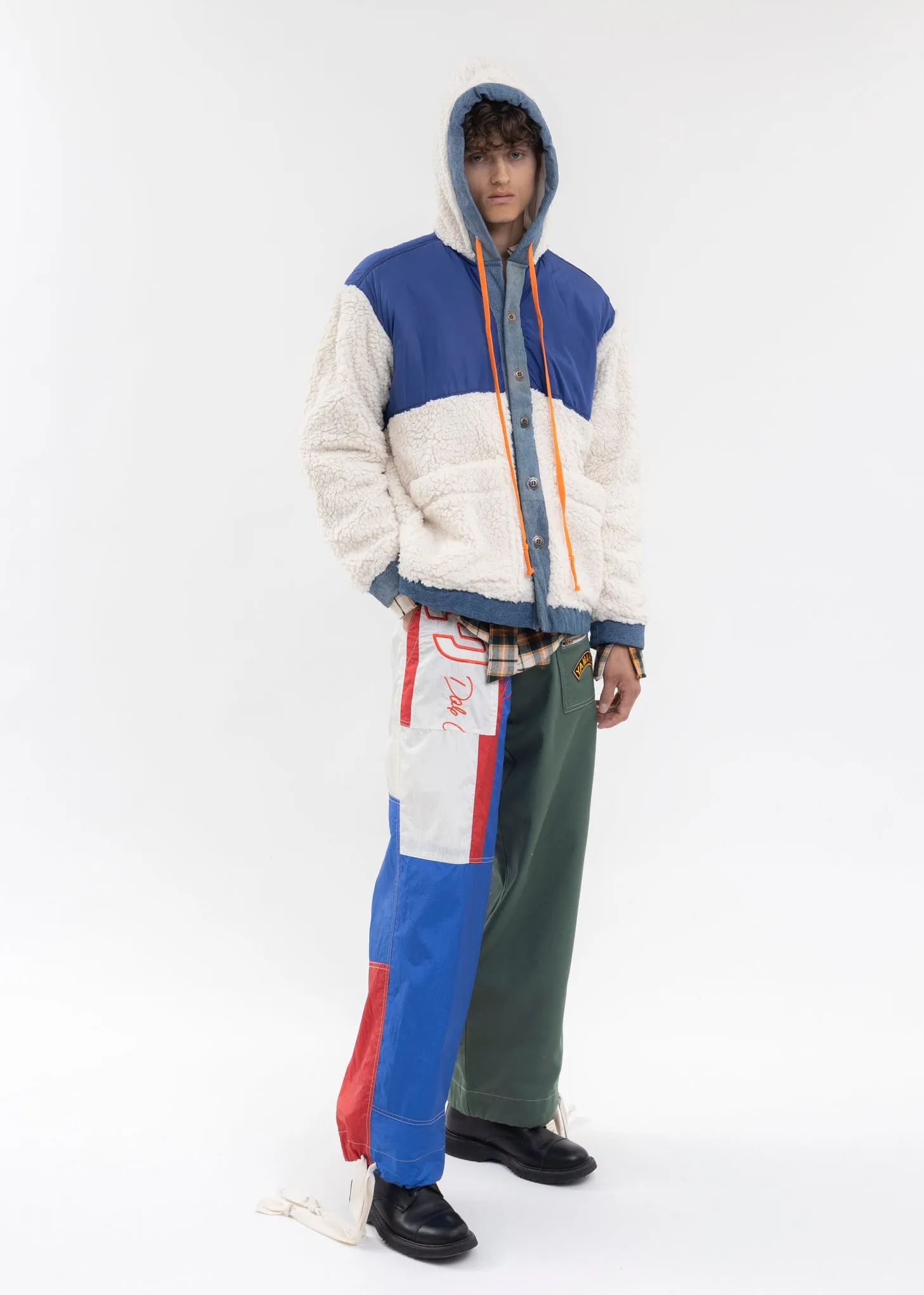 IVORY NYLON/SHERPA BOXY JACKET