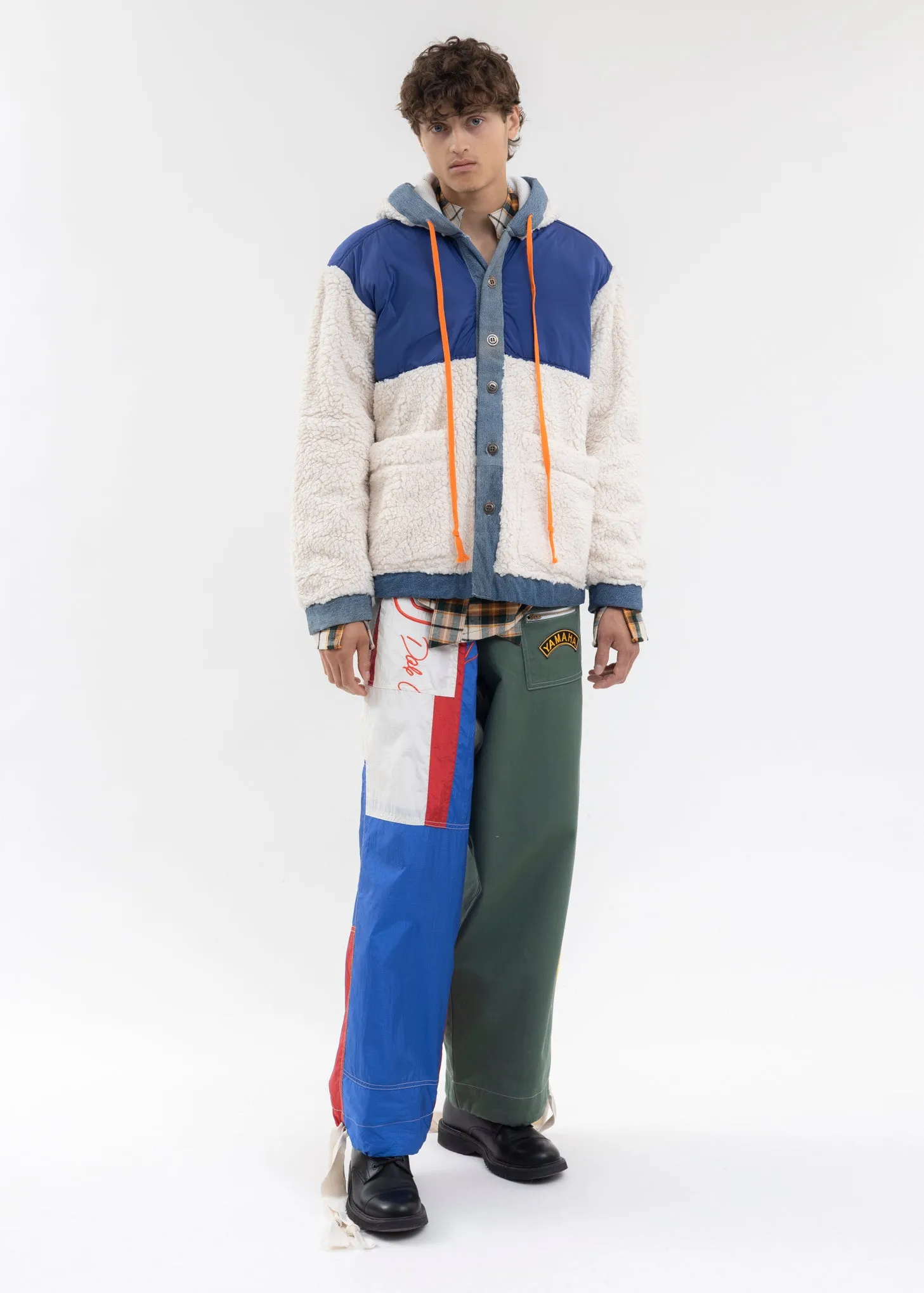 IVORY NYLON/SHERPA BOXY JACKET