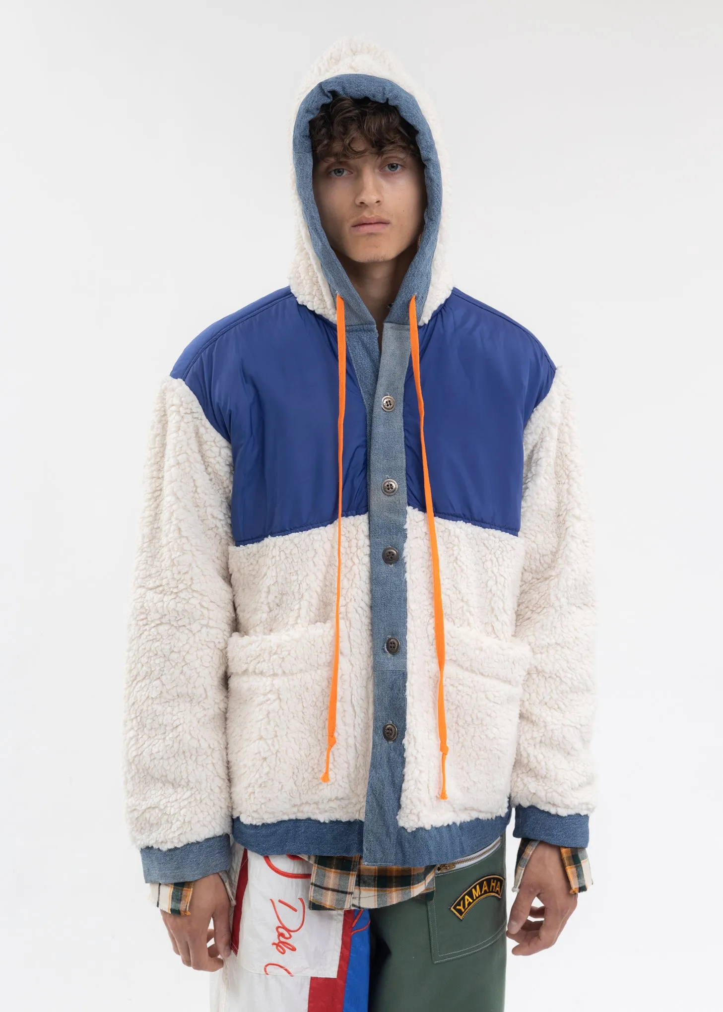 IVORY NYLON/SHERPA BOXY JACKET