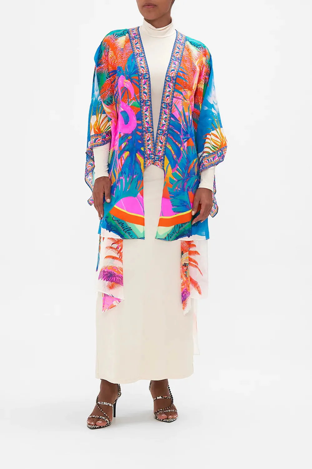 KIMONO WITH LONG UNDERLAYER FLAMENCO FLAMINGO