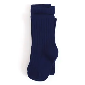 Little Stocking Co. Ribbed Knit Tights: Bright Navy