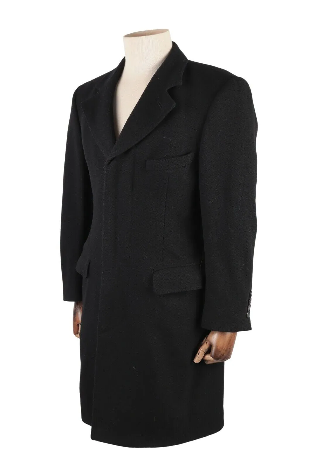 Men's HUGO BOSS Neon Black Wool Blend Long Coat Size 44 / 54