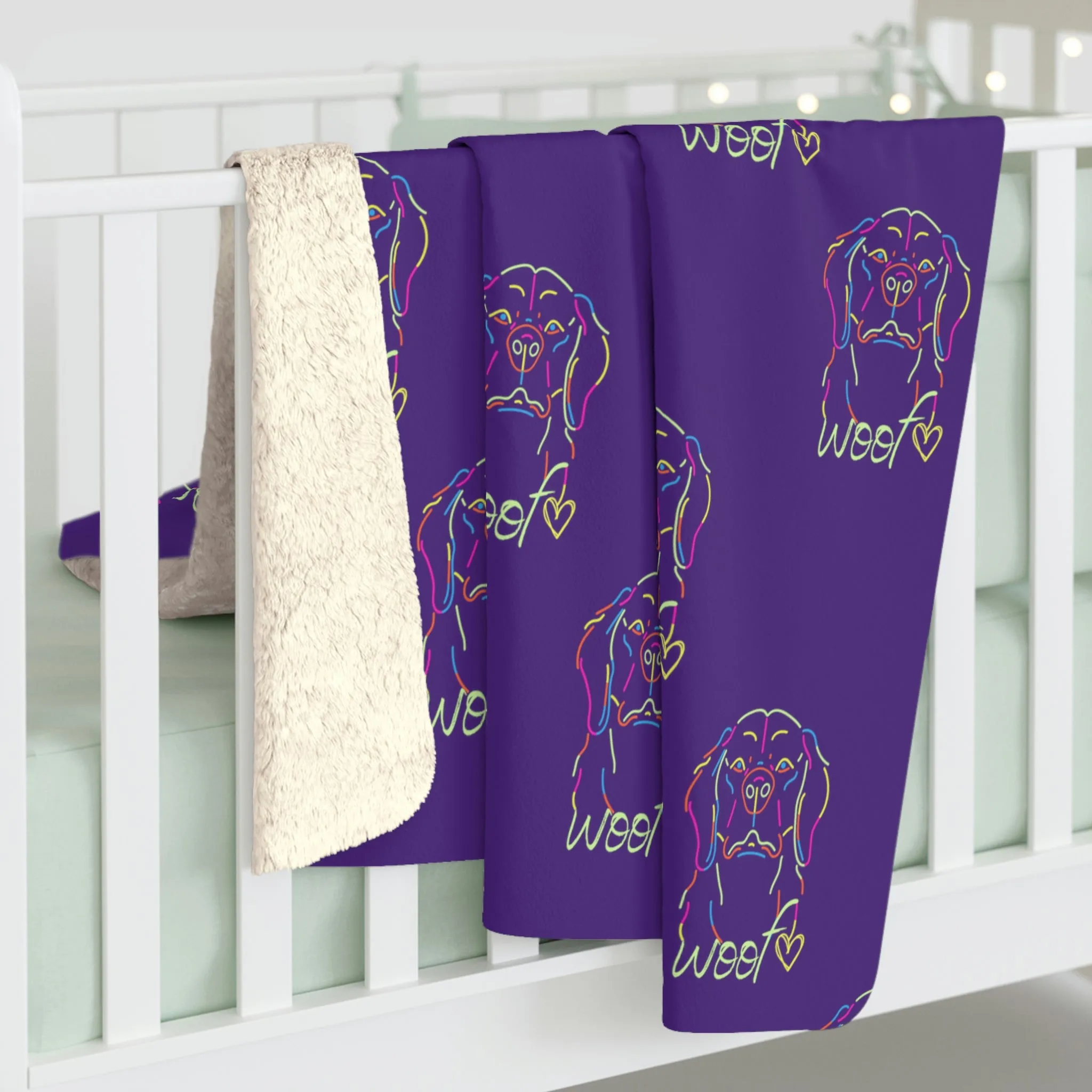 Neon Dog POD Sherpa Fleece Blanket
