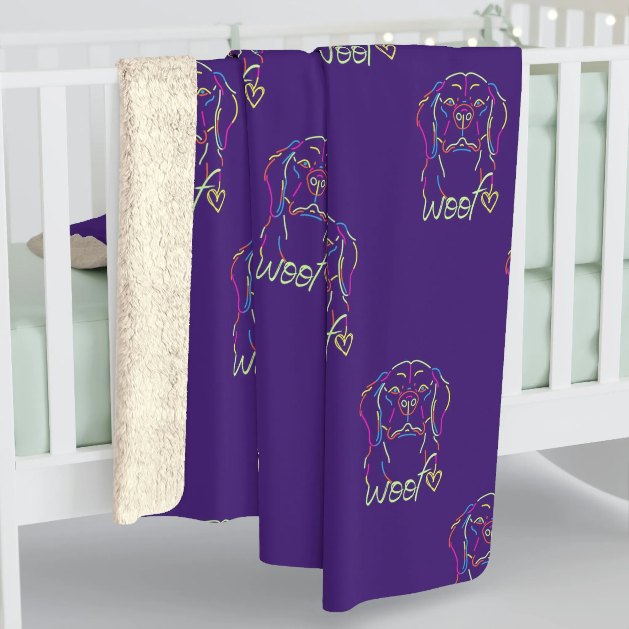 Neon Dog POD Sherpa Fleece Blanket