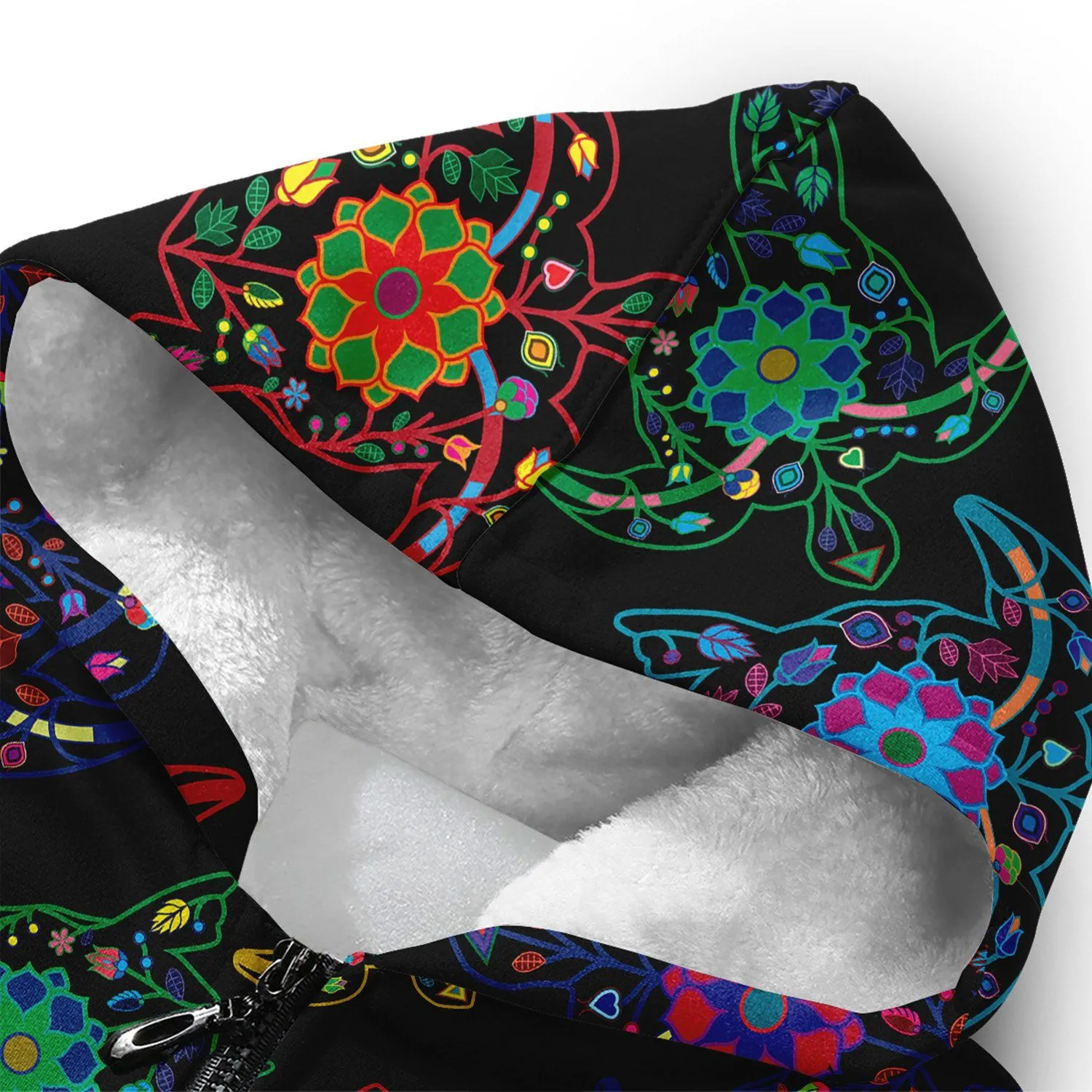 Neon Floral Turtles Sherpa Hoodie