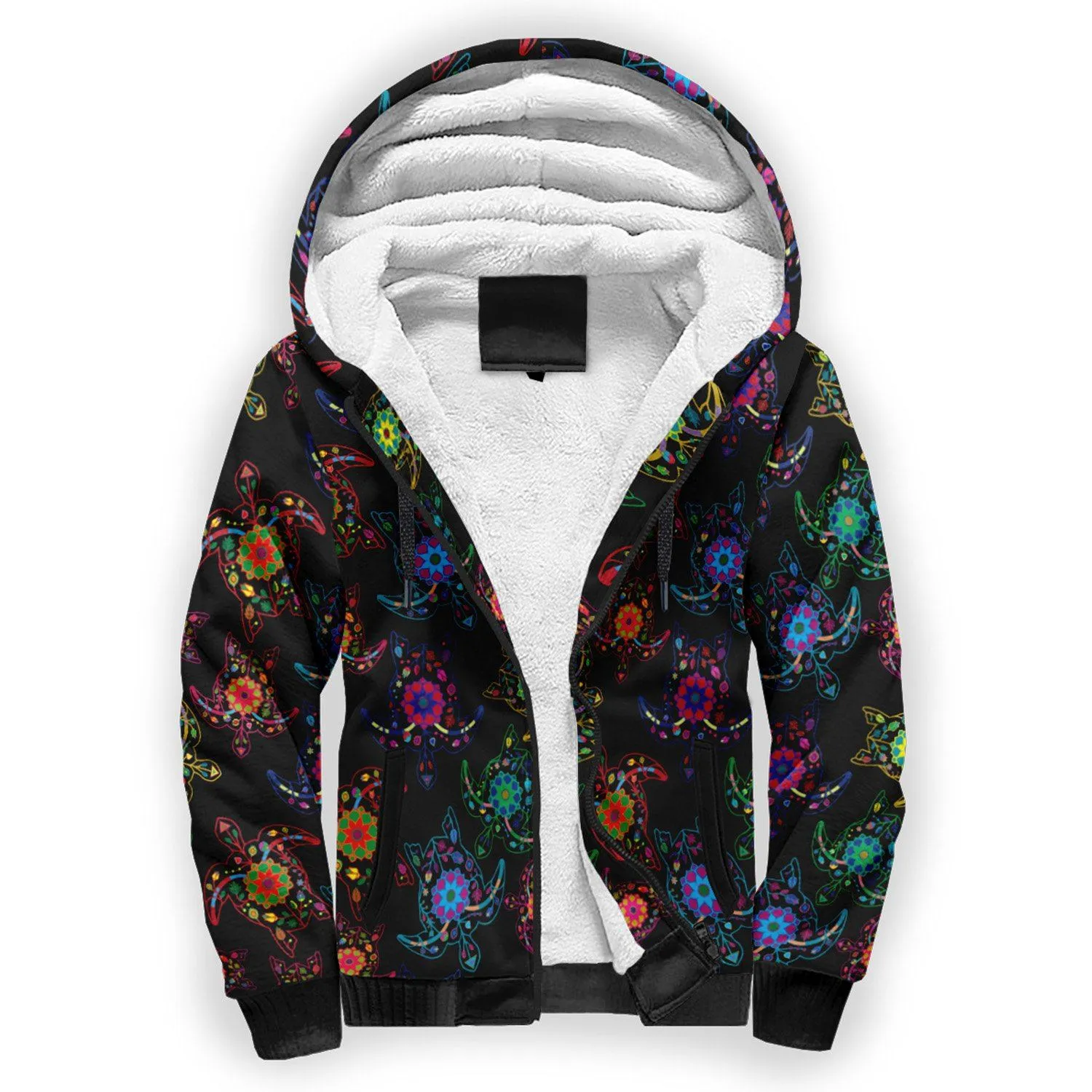 Neon Floral Turtles Sherpa Hoodie