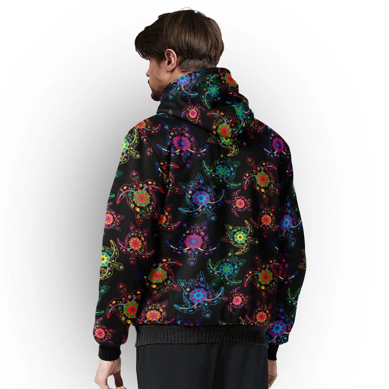 Neon Floral Turtles Sherpa Hoodie