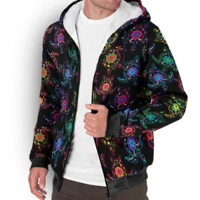 Neon Floral Turtles Sherpa Hoodie