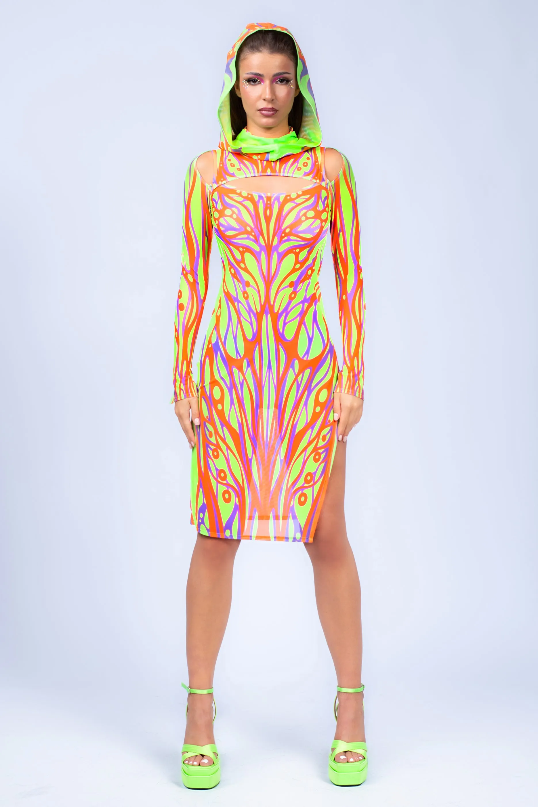 Rebirth Mesh Hooded Dress