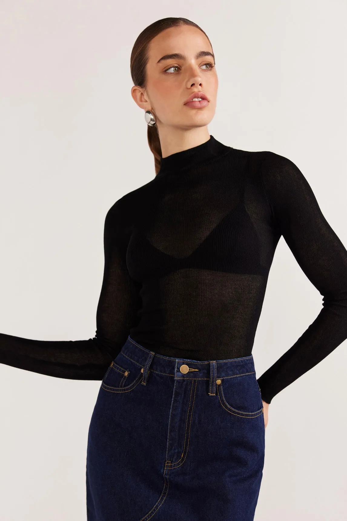 SALE - Vara Denim Midi Skirt - Indigo