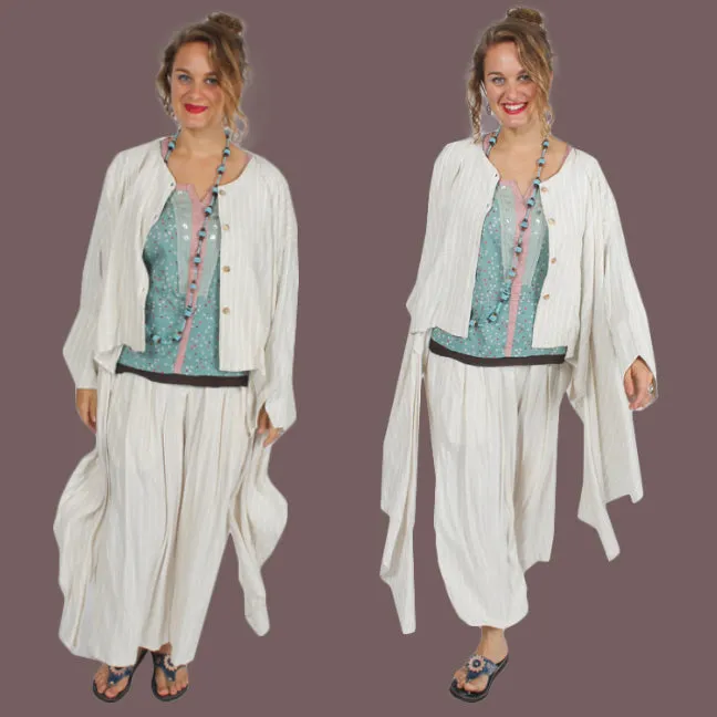 Tienda ho San Remo Linen Stripe Scarf Jacket Sml-6X Plus