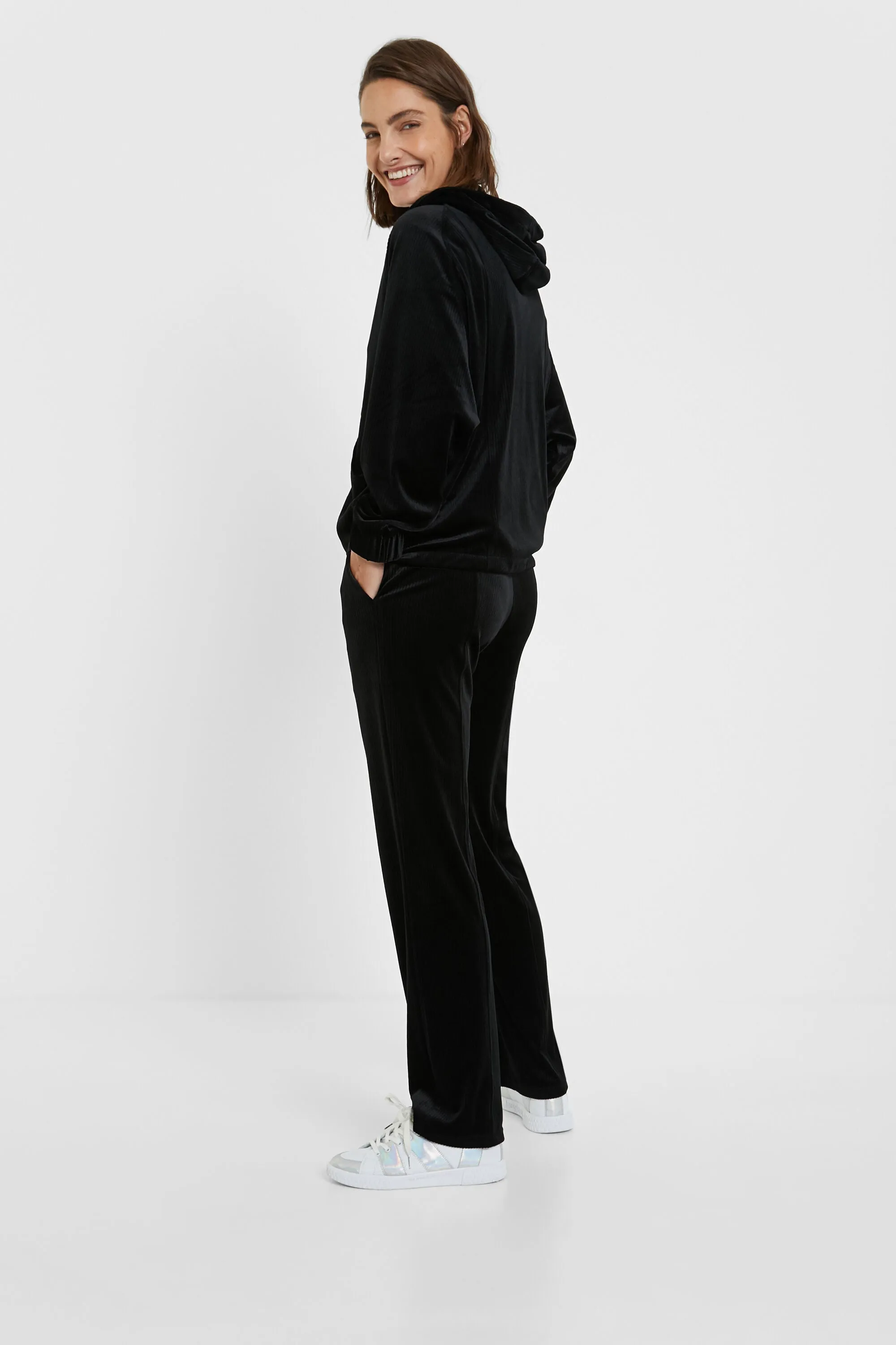 Velvety Corduroy Style Hoodie Jacket