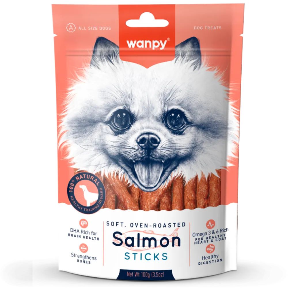 Wanpy Dog Soft Oven-Roasted Salmon Sticks 100g